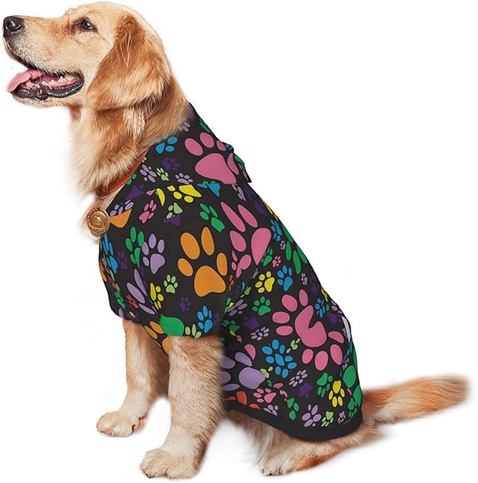 Colorful Dogprint Dog Hoodies，Dog Clothes with Pocket and