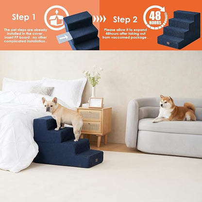 EHEYCIGA Dog Stairs for Bed 20”H 4-Step Extra