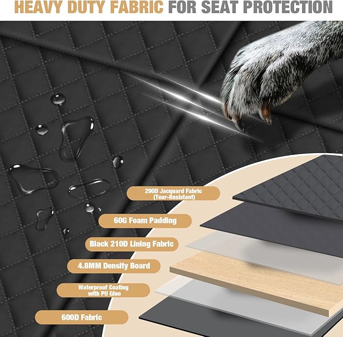 Lekereise Truck Dog Car Seat Cover for Back Seat with Embedded Side Door Mat