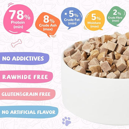 Freeze Dried Duck Treats for Cats Dogs, Rawhide Free Freeze-Dried Raw Food Topper, High Protein, Gluten&Grain Free, 4.6oz