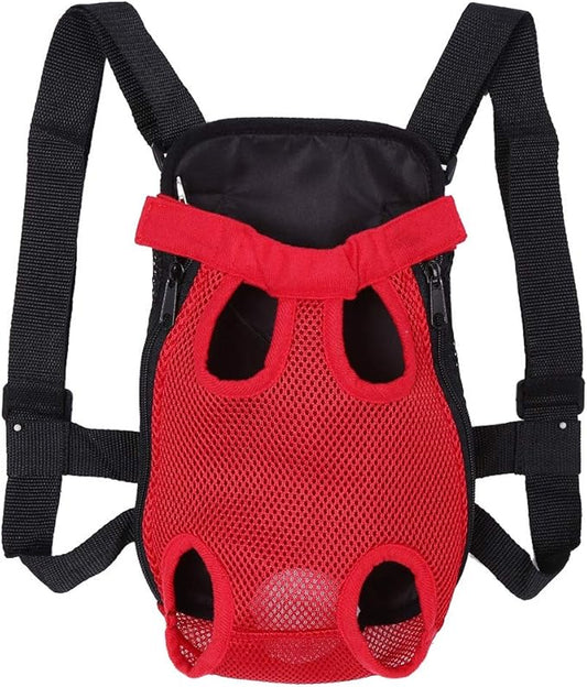 Pet Carrier Backpack, 8 Types Fashionable Pet Dog Five Holes Backpack Front Chest Tote Carrier Net Bag(red S) Slings