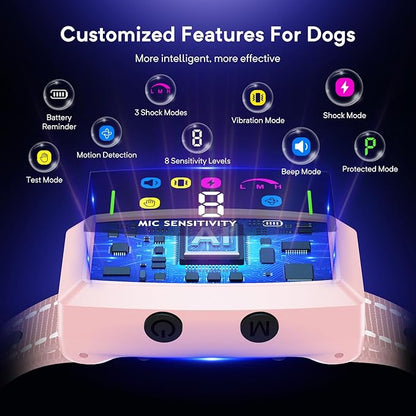 2024 AI Dog Bark Collar Sets for Large Small Medium Dogs Waterproof 2in1 No 3 Adjustable |IP68 Waterproof