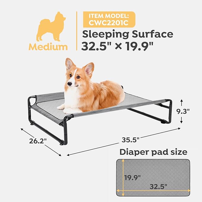 Veehoo Elevated Dog Bed with Washable Dog Pee Pads 100% Waterproof CWC2201CCP