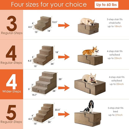 EHEYCIGA Dog Stairs for Bed 20”H 4-Step Extra