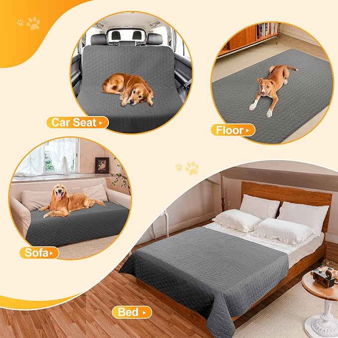 2 Pack Waterproof Dog Bed Cover Blanket Non Slip Couch Cover for Pets Large Dog Cat Kids Children Sofa Furniture Protector(82"×102"