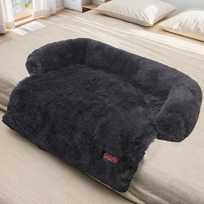 Calming Dog Bed Fluffy Plush Dog Mat for Furniture Protector with Removable Washable Cover for Large Medium Small Dogs and Cats (Large(45x37x6)