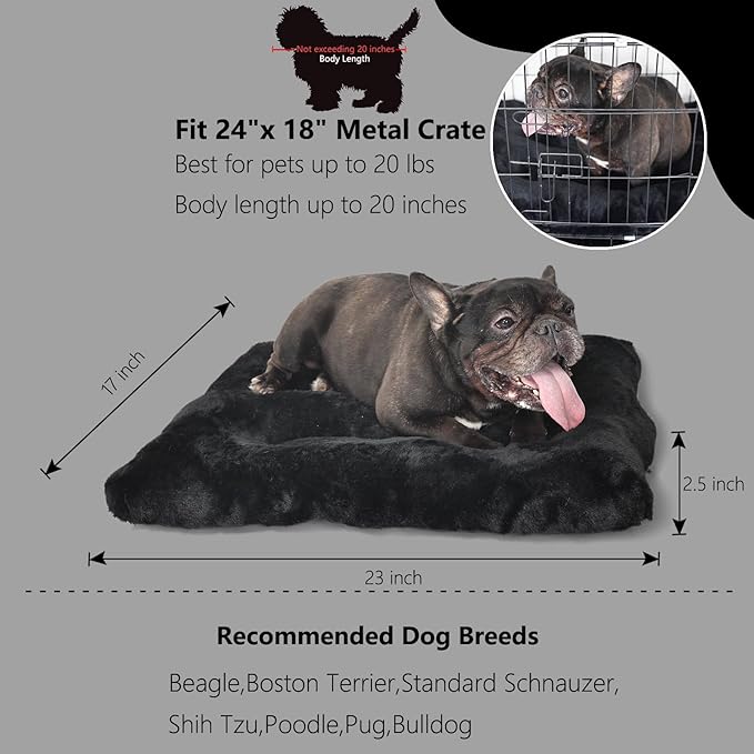 nononfish Crate Beds for Small Dogs Washable Fit Metal Dog Crates or Cage with Zipper 24 inch Anxiety,24 x 18