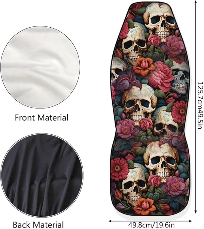 Floral Skull Car Seat Covers for Front Seats SUV Truck Van Sedans Bucket Seat Covers for Women Men