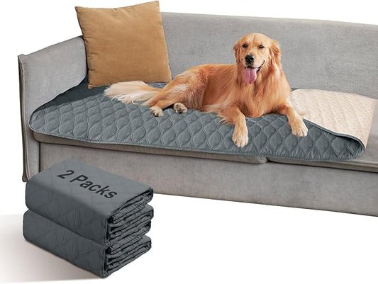 2 Pack Waterproof Dog Bed Cover Blanket Non Slip Couch Cover for Pets Small Dog Cat Kids Children Sofa Furniture Protector(38"×75", Dark Grey)