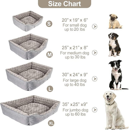 FURTIME Dog Bed for Large Medium Small Dogs Soft Washable Pet Bed Orthopedic Dog Sofa Bed Breathable Rectangle Sleeping Bed Anti-Slip Bottom(20''