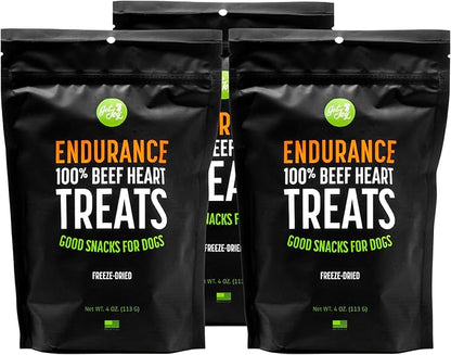 Get Joy Freeze Dried Superfood 100% Beef Heart Dog Treats, 4 Ounce Bag (Pack of 3), Single Ingredient Organ Meat, High Protein, Heart Health, Energy, Grain Free, Gluten Free, Made in USA