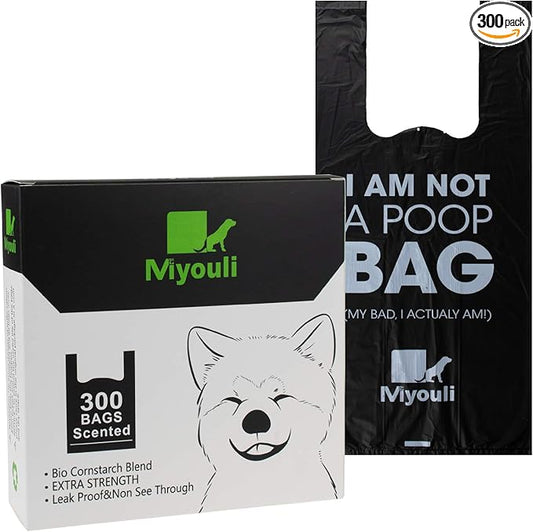 300 Counts Extra Thick Black Biodegradable Pet Poop