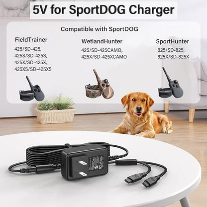 5V for SportDOG Collar Charger Power Cord for SportDOG SD-425 SD425 SD-425S SD-825 SD-425CAMO Remote Trainer Collar 425 Training