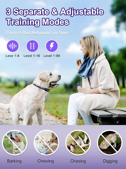 Bousnic Dog Shock Collar 2 Dogs (5-120Lbs) - 3300 ft Waterproof Training Collar for Dogs Large Medium Small with Rechargeable Remote, Beep (1-8) Vibration (1-16) and Humane Shock (1-99) Modes