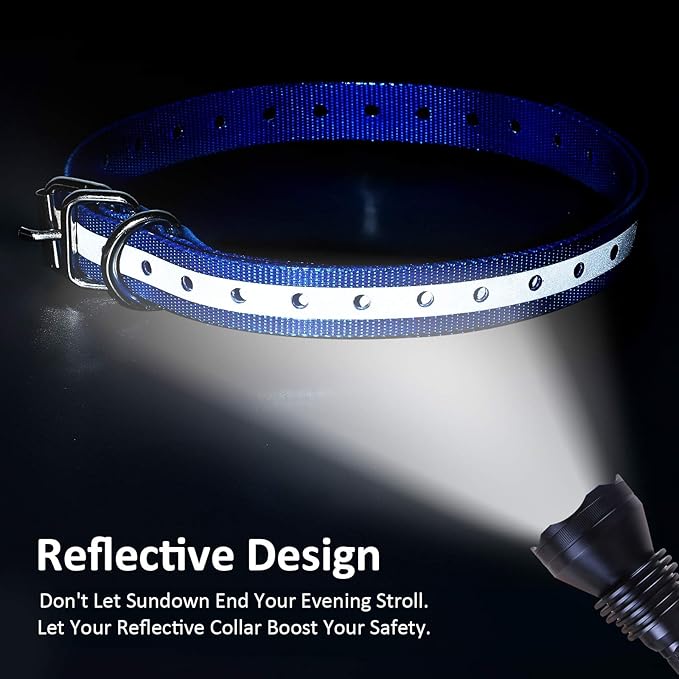 Replacement Collar Strap 3/4',Reflective,Adjustable,Metal Buckled,Waterproof Pack2)