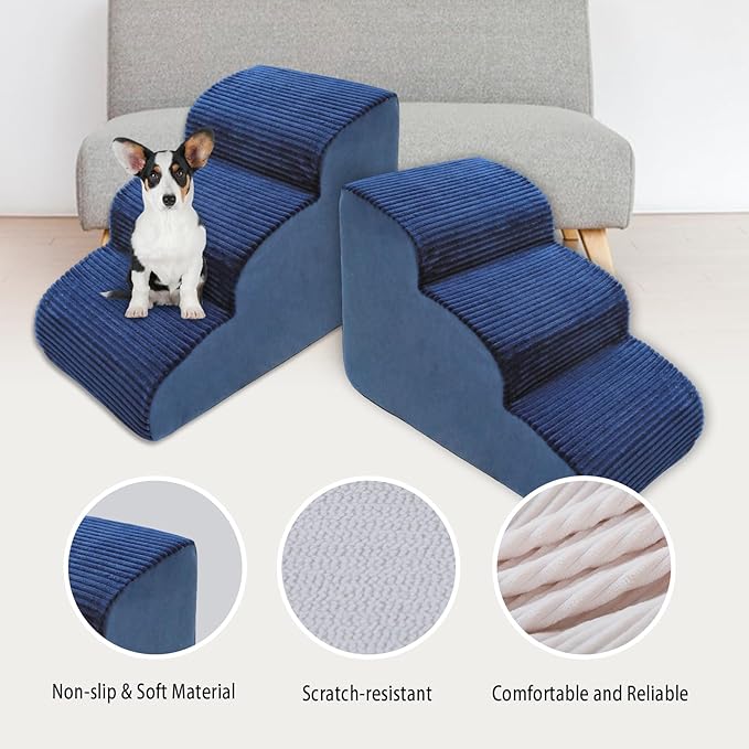 High Density Foam Dog Stairs Steps 17.8’’ Non-Slip 3-Tiers (Navy