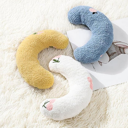 Little Pillow for Cats Puppies Ultra Soft Fluffy Pet Calming Toy Half Donut Cuddler for Joint Relief Sleeping Improve Machine Washable-Yellow