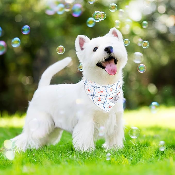 E-Clover Dog Bandanas Girl & Matching Scrunchie-Floral Dog