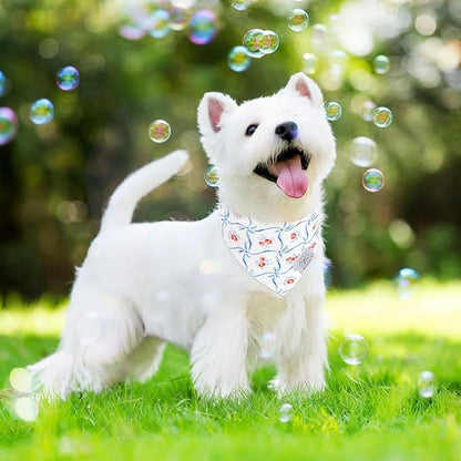 E-Clover Dog Bandanas Girl & Matching Scrunchie-Floral Dog