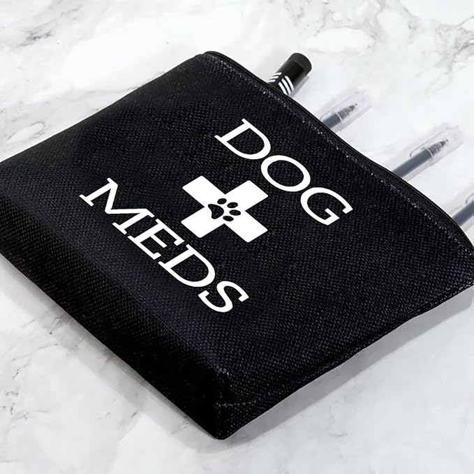 G2TUP Dog Medicine Bag Dog Meds Vet Tech Gifts Dog Essentials Storage for Travel Camping Car Emergency (Dog Meds black)