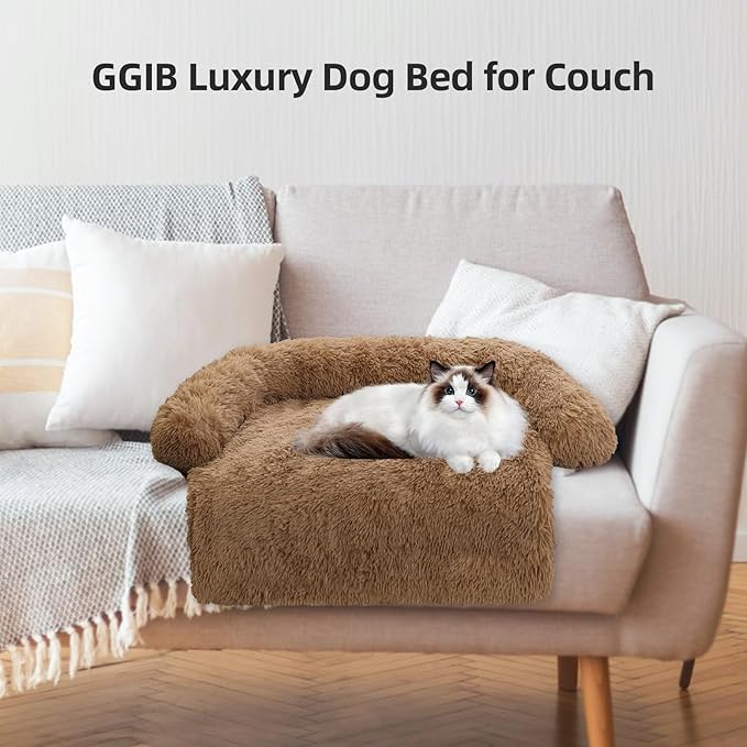 Calming Dog Bed Fluffy Plush Dog Mat for Furniture Protector with Removable Washable Cover for Large Medium Small Dogs and Cats (XS(31“x27.5”x5)