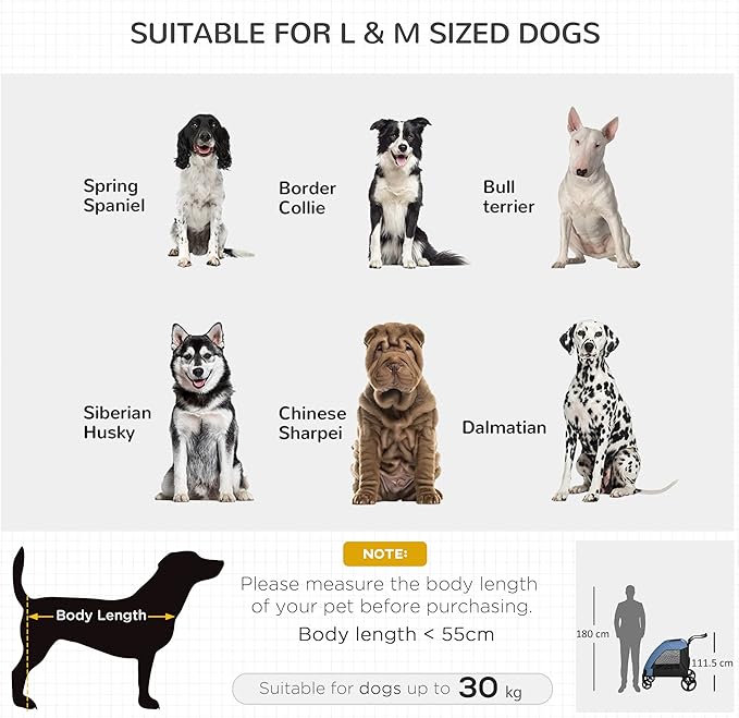 NicBex Dog Stroller Modern Pet Stroller Universal Wheel with Storage Basket Pet Stroller for Medium Dogs Classic Ventilated Foldable Oxford Fabric for Medium Size Dogs