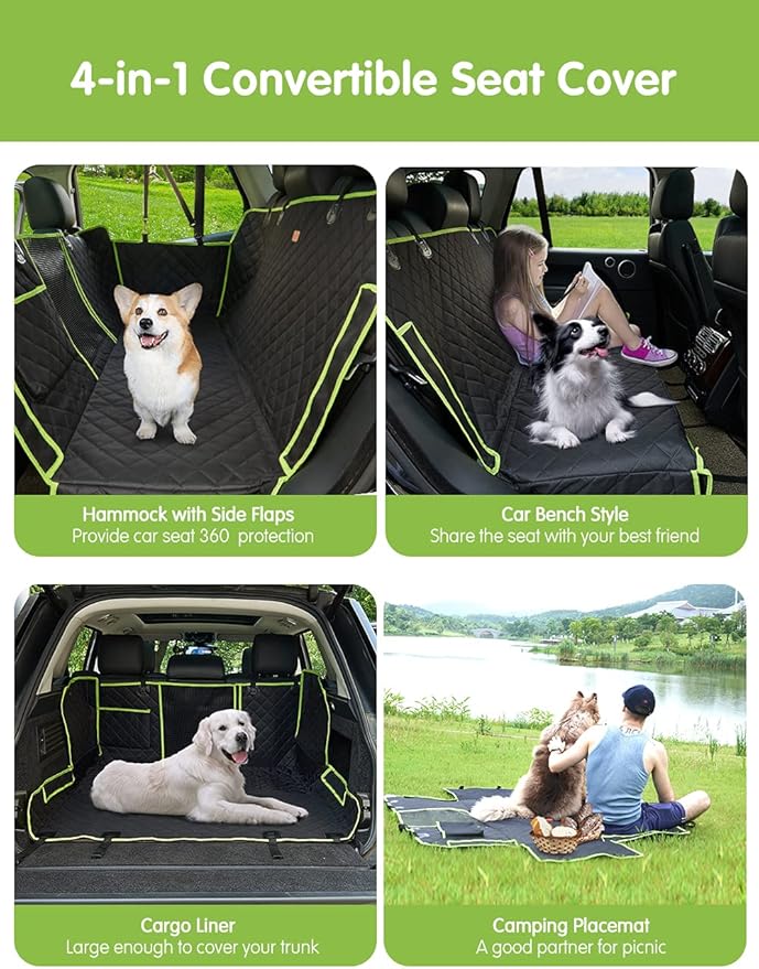 nzonpet 4-in-1 Dog Car Seat Cover 100% Waterproof