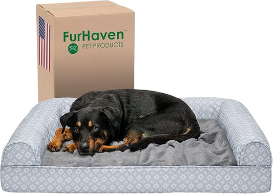 Furhaven Cozy Orthopedic Dog Bed for Large Dogs w/ Removable Bolsters & Washable Cover 95 lbs
