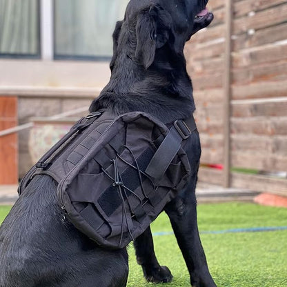 Large Dog Backpack, Outdoor Hound Saddle Bag Dog Pack with Side Pockets for Small Medium Large Dogs, Adjustable Tactical Dog Pack for Hiking, Travel, Camping, Training Black L