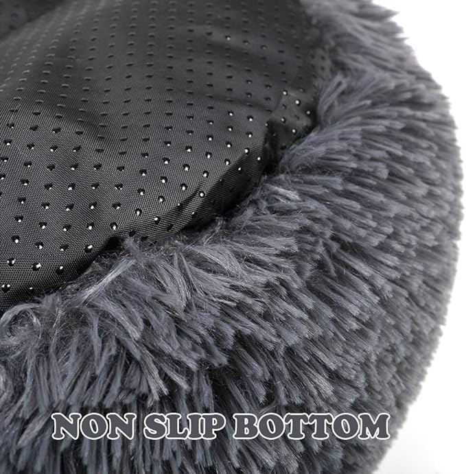 otoez Round Donut Dog Bed for Medium Dogs (27.6", Dark