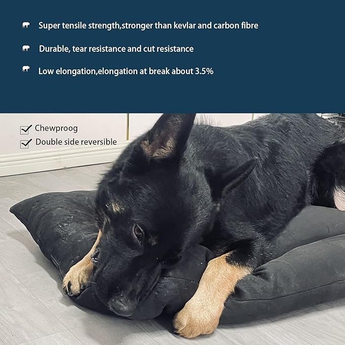 Indestructible Dog Beds Chew Proof Large Dogs Washable 42inch Crate 42"x28",Black