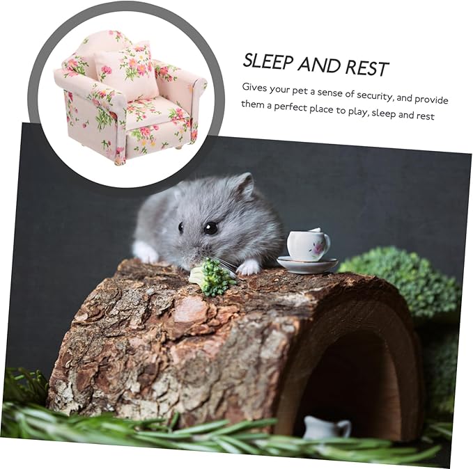 Hamster Sofa Chair Bunny Toys Guinea Pig Toys Rabbit Toys Furniture Decor Models Mini Sofa Mice Small Sofa Small Pet Bed Small Floral Hamster Supplies Cloth Individual