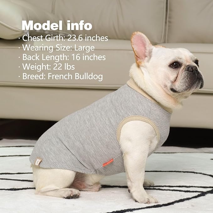 KYEESE 2Pack Dog T Shirts Waffle Stretchy Dog T-Shirts Lightweight Dog Tank Top Sleeveless Dog Vest