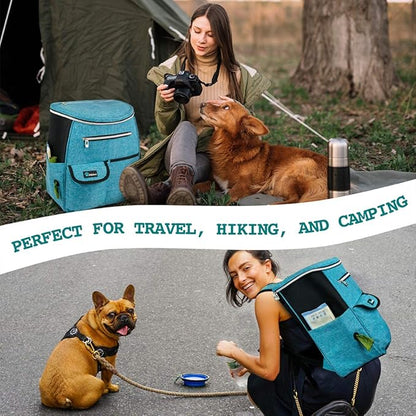 PetAmi Dog Travel Bag Backpack, Airline Approved Dog Bags for Traveling, Puppy Diaper Bag Supplies, Pet Camping Essentials Hiking Accessories Dog Mom Gift, Food Container, Collapsible Bowls, Teal Blue