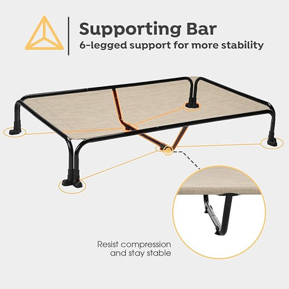 Veehoo Elevated Dog Bed 47" x 29", Beige