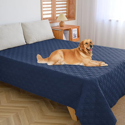 Waterproof Dog Bed Covers for Couch Protection Dog Pet Blanket Furniture Protector (82"X102", Navy+Blue)