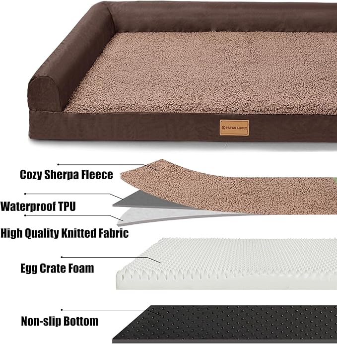 Patas Lague Orthopedic Dog Bed for Medium Dogs 36''X24''
