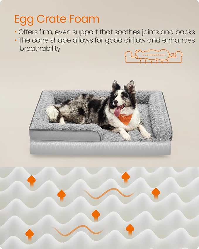 Feandrea Orthopaedic Dog Bed for Large Dogs 36 x 27 x 6.5 Inches, UPGW252G01