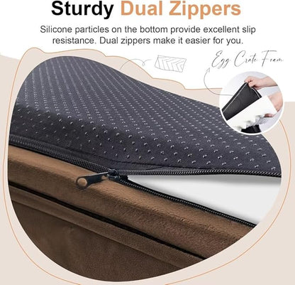 Large Dog Bed Orthopedic Washable: Beds Bolster XL Bed Big XLarge Dogs Egg Crate Foam Couch Sofa Waterproof with Removable Cover