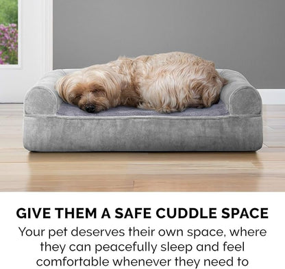 Furhaven Memory Foam Dog Bed for Large Dogs w/ Removable Bolsters & Washable Cover 95 lbs