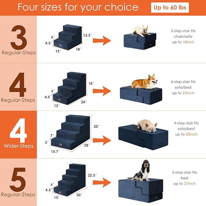EHEYCIGA Dog Stairs for Bed 20”H 4-Step Extra