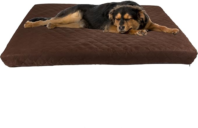 Waterproof Dog Bed - 2-Layer Memory Foam Pet Pad with Removable Machine Wash Cover - 44x35 Crate Mat for Dogs and Puppies by PETMAKER (Brown)