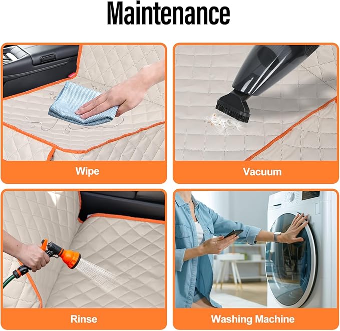 Ultimate Full Protection Dog Car Seat Cover Front Seat Protector with Storage Pocket Nonslip Scratchproof Durable & Padded Pet Hair Resistant Blankets for Cars