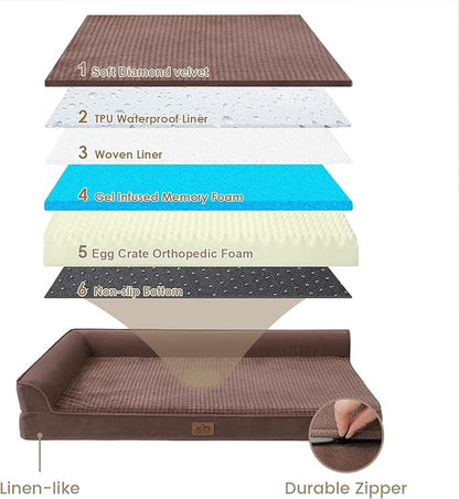 Orthopedic Dog Bed for Large Dogs (L,42" L 30" W 7.5" Th)