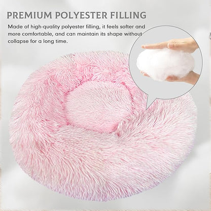 Deluxe Calming Dog Bed for Small Medium Dogs & Cats S(24" x 24" x 8"))