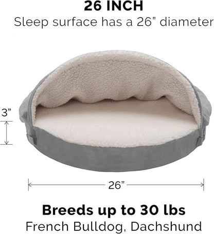 Furhaven 26" Round Memory Foam Dog Bed for Medium/Small Dogs w/ Removable Washable Cover 30 lbs 26-inch