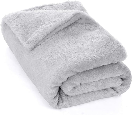 Dog Blanket, Puppy Blanket for Small Dogs, Cat Blanket Puppy Essentials Fluffy Premium Soft Warm Bed Blanket, Suitable for Outdoor/Car/Pet Crate/Air Box/Cat Bag, Gray (35 x 25Inch)