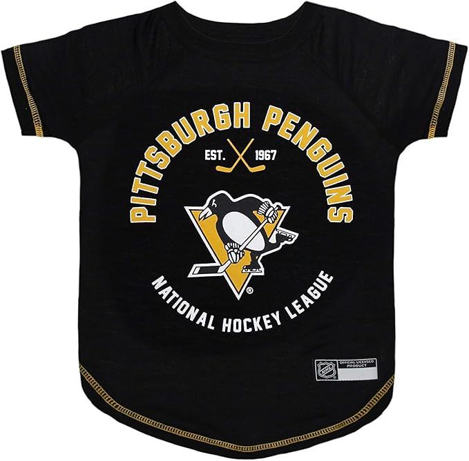 NHL Pittsburgh Penguins Tee Shirt for Dogs & Cats, X-Small. - Are You A Hockey Fan? Let Your Pet Be An NHL Fan Too!