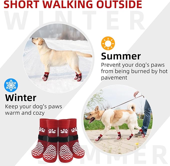 PUPTECK Anti Slip Dog Socks 2 Pairs with Double Grippers for Hardwood Floors