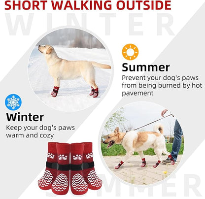 PUPTECK Anti Slip Dog Socks 2 Pairs with Double Grippers for Hardwood Floors